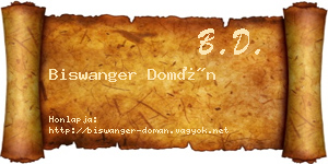 Biswanger Domán névjegykártya